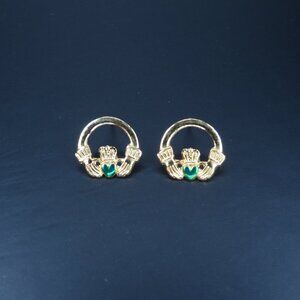Gold Tone Claddagh Earrings